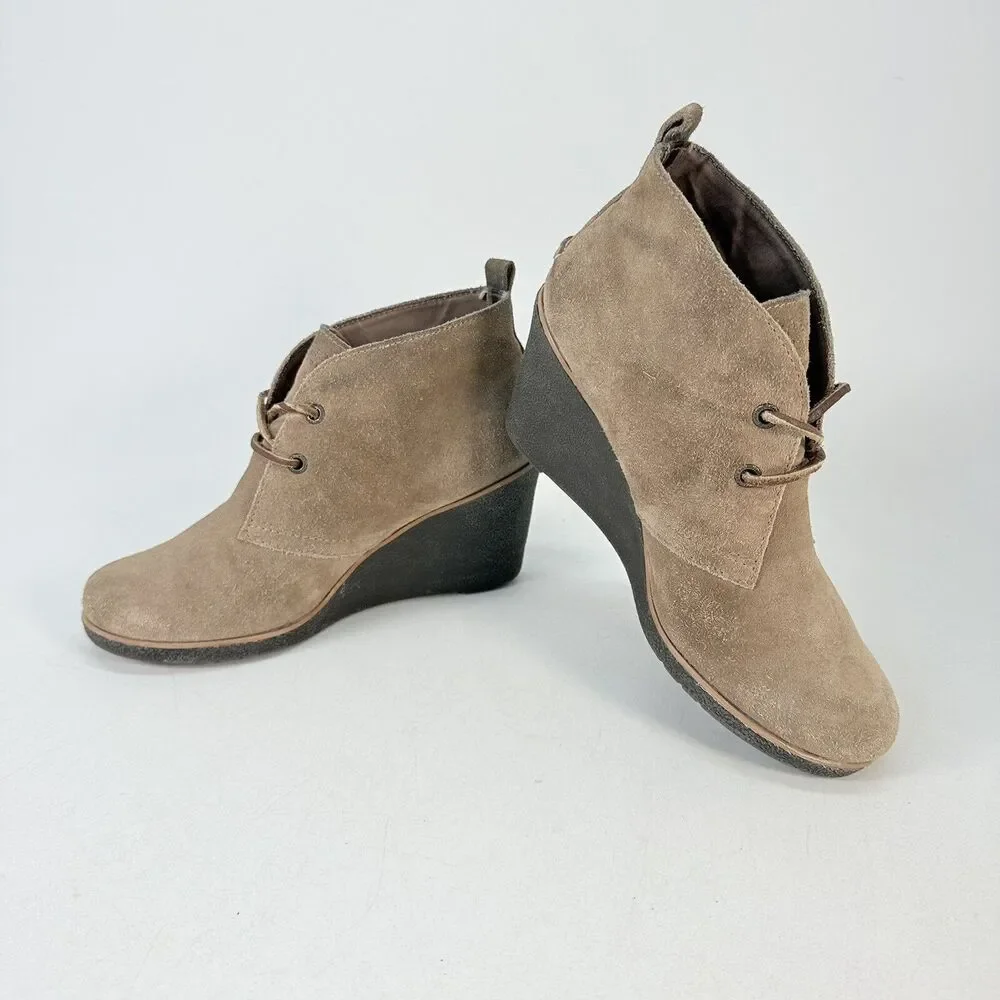 Sperry Harlow Suede Leather Wedge Chukka Boots Tan Sand Size 9